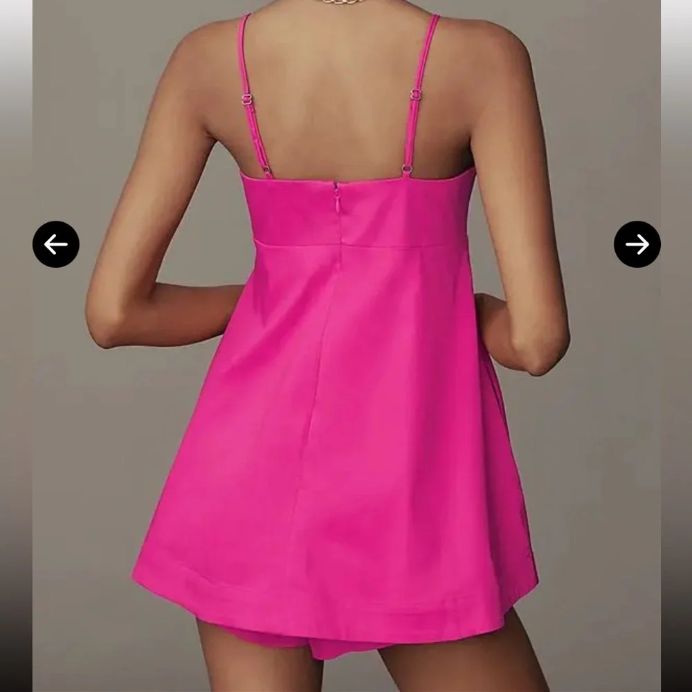 Anthropologie Pink Square Neck Peplum Romper NWT SIZE 2 - Picture 3 of 11